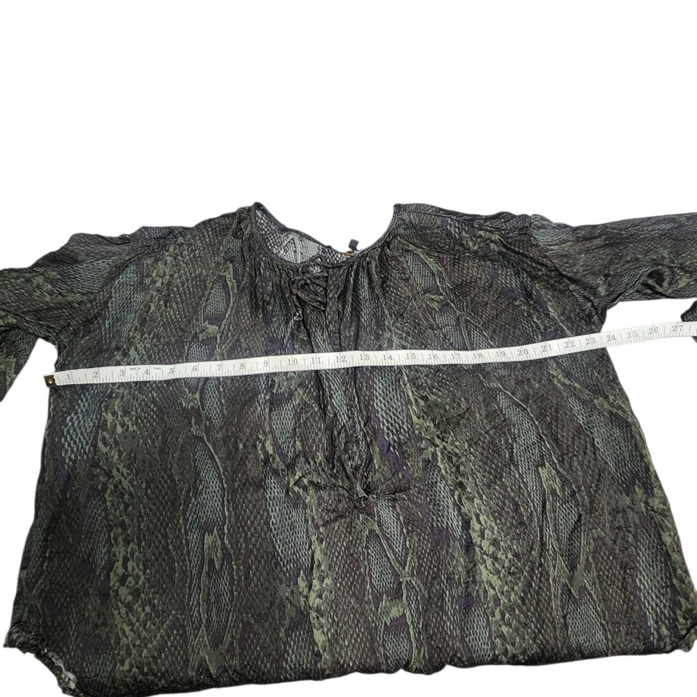 OLIVACEOUS‎ Womens Snake Print Lace Up Peasant Blouse Top M - Picture 4 of 7